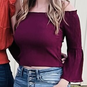 Elegant Purple Off-Shoulder Crop Top